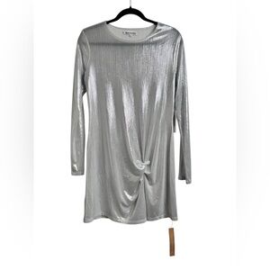 Reformation Roxbury Knit Stretch Mini Dress Medium Silver